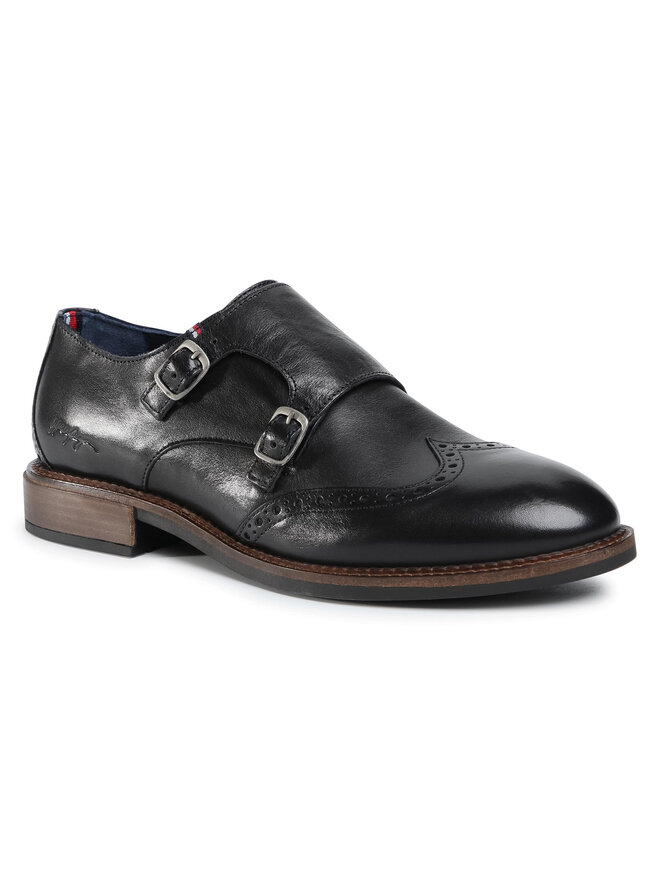 Halbschuhe Tommy Hilfiger Monk Straps Brogue Leather Shoe FM0FM03036 Schwarz eschuhe
