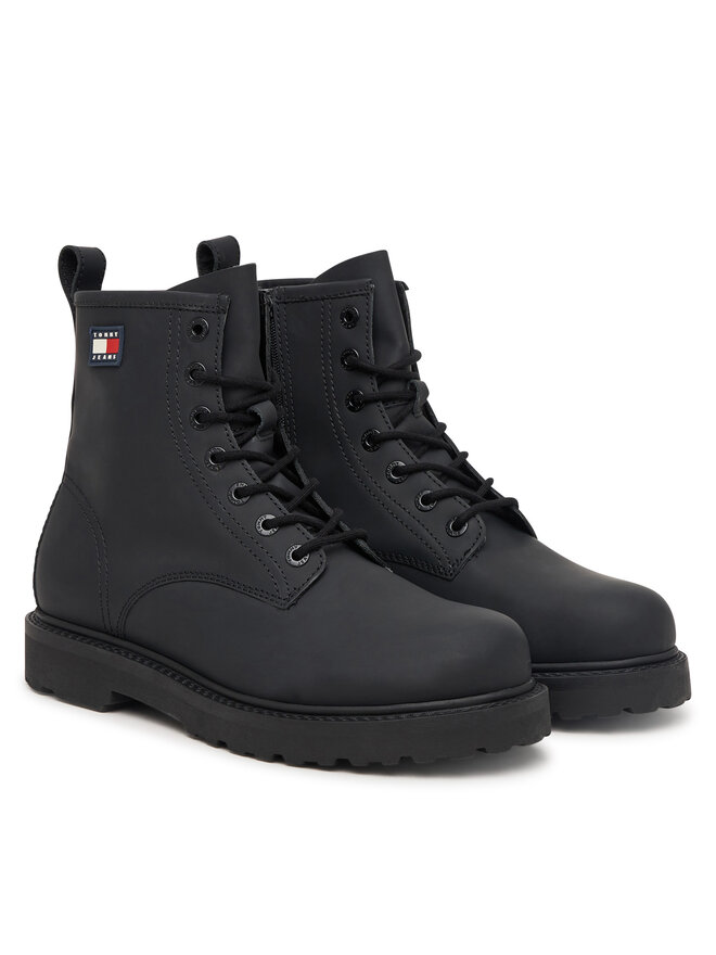 Tommy Jeans Schnürschuhe Tommy Jeans Archive '01 Rubber Lace Boot EM0EM01781 Schwarz