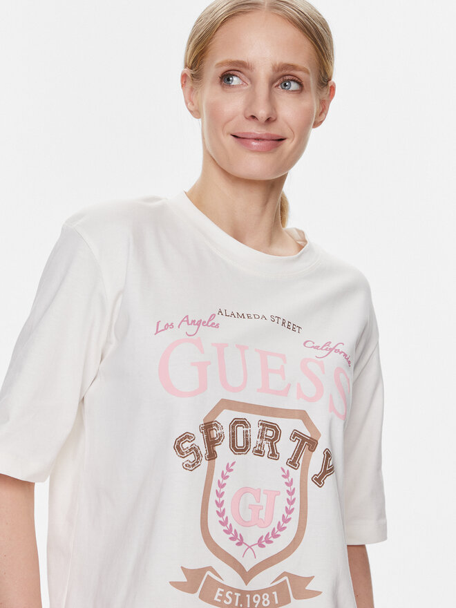 Guess Guess Marškinėliai V4RI07 K8FQ4 Balta Boxy Fit