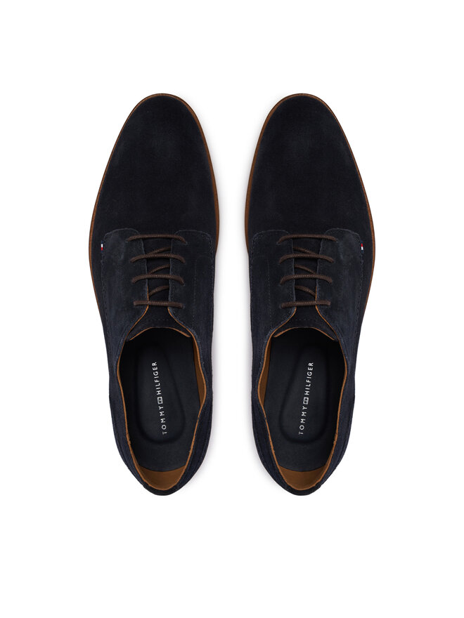 Tommy Hilfiger Halbschuhe Tommy Hilfiger Hilfiger Suede Dress Shoe FM0FM05776 Dunkelblau