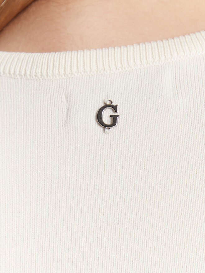 Guess Guess Marškinėliai Ada W3GZ00 Z2Z80 Écru Regular Fit