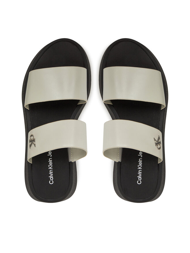 Calvin Klein Jeans Natikači Calvin Klein Jeans Sandal Slide Double Strap YW0YW01694 Bela