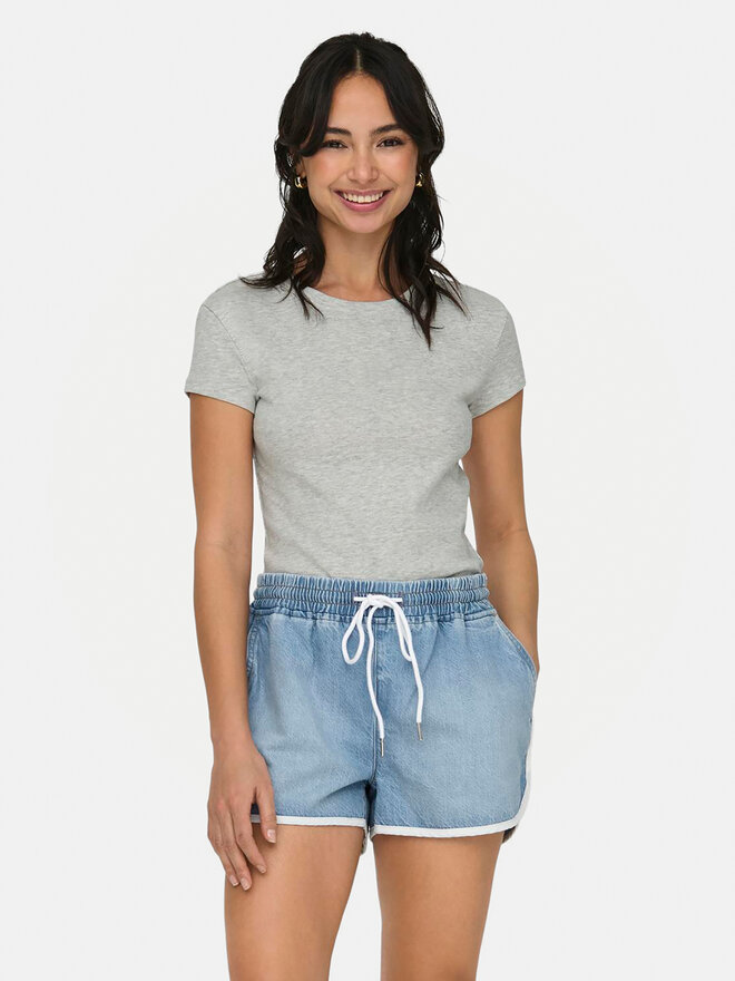 ONLY ONLY Póló Elina 15320229 Szürke Slim Fit