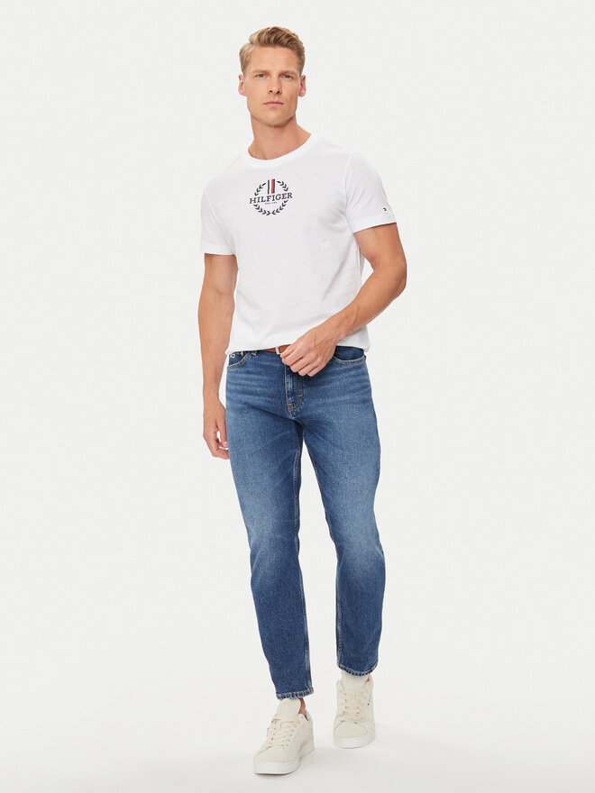 Tommy Hilfiger Tommy Hilfiger Marškinėliai Global Stripe MW0MW34388 Balta Regular Fit