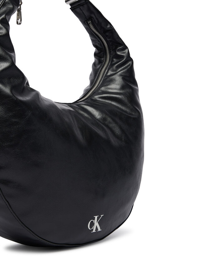 Calvin Klein Handtasche Calvin Klein Buckle Convertible Hobo Bag LV04F3446G Schwarz
