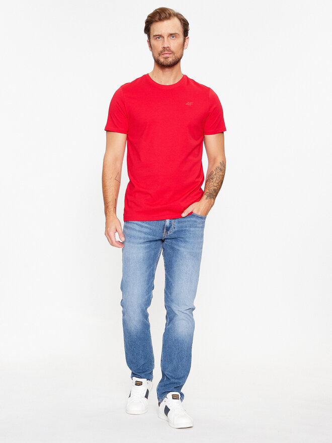 4F 4F Póló 4FAW23TTSHM0876 Piros Regular Fit