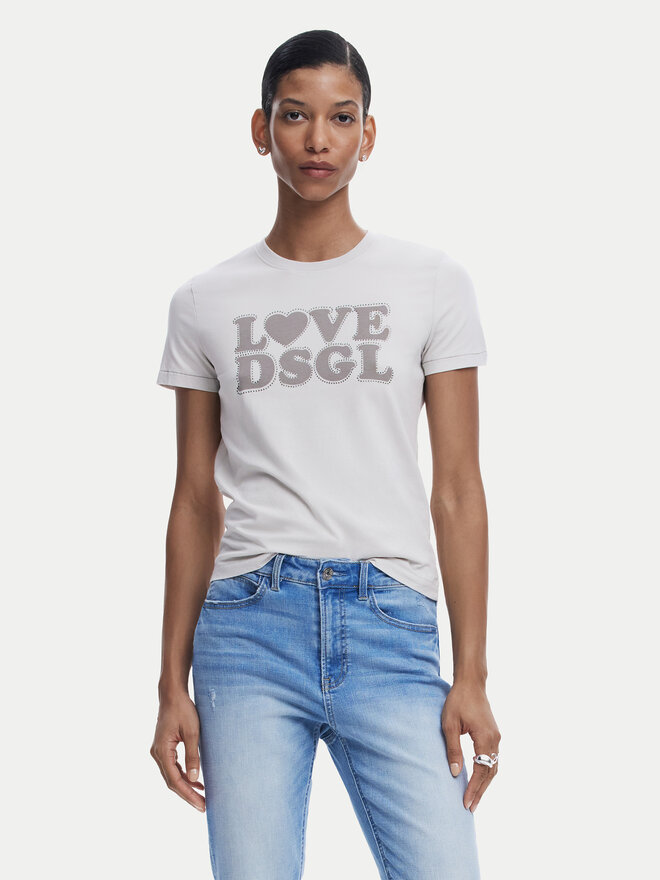 Desigual Desigual Marškinėliai Love Dsgl 25SWTK10 Pilka Regular Fit