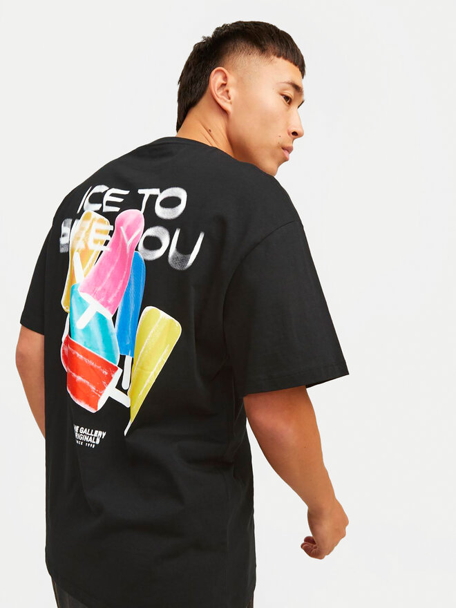 Jack&Jones Jack&Jones Marškinėliai Jorfrutti 12256926 Juoda Wide Fit