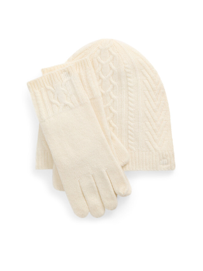 LAUREN RALPH LAUREN Комплект шапка, шал и ръкавици LAUREN RALPH LAUREN 454960056001 Екрю