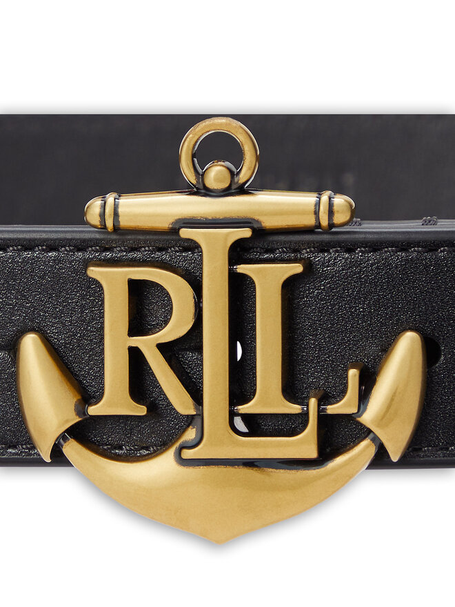 LAUREN RALPH LAUREN Női öv LAUREN RALPH LAUREN Anchor-Logo Skinny Leather Belt 412957004001 Fekete