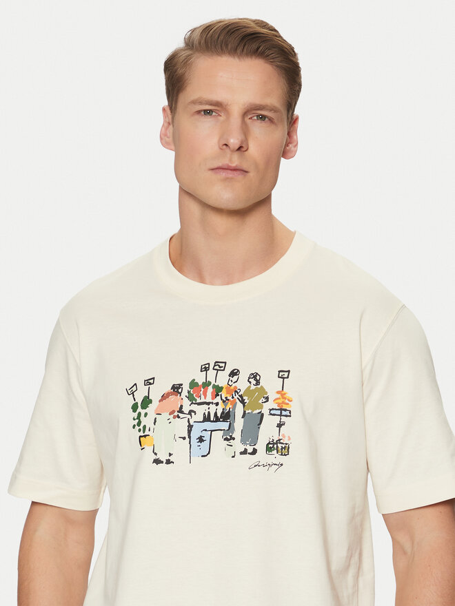 Jack&Jones Jack&Jones Marškinėliai Machester 12273549 Écru Relaxed Fit