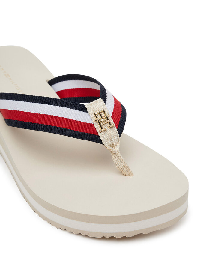 Tommy Hilfiger Japonki Tommy Hilfiger Th Corp Mid Wedge Beach Sandal FW0FW08517 Beżowy