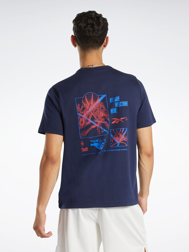 Reebok Reebok Marškinėliai Reebok Basketball Court Top T-Shirt HM6239 Mėlyna Relaxed Fit