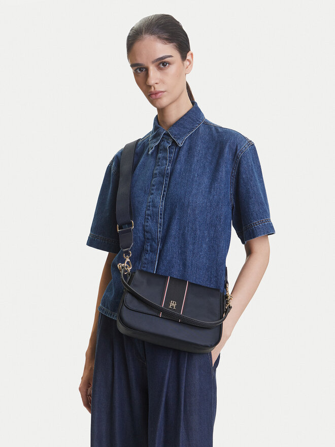 Tommy Hilfiger Ročna torba Tommy Hilfiger Poppy Conv. Crossover Corp AW0AW17168 Mornarsko modra