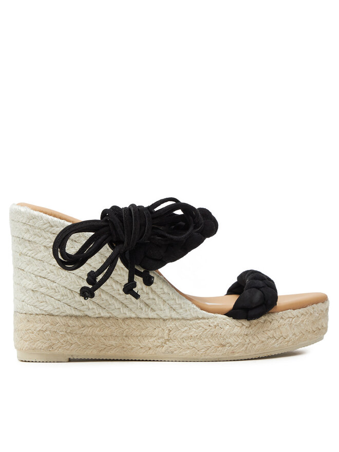 Manebi Espadrilky Manebi Hamptons Two Braided Bands Wedge Espadrilles K 1.0 WE Čierna