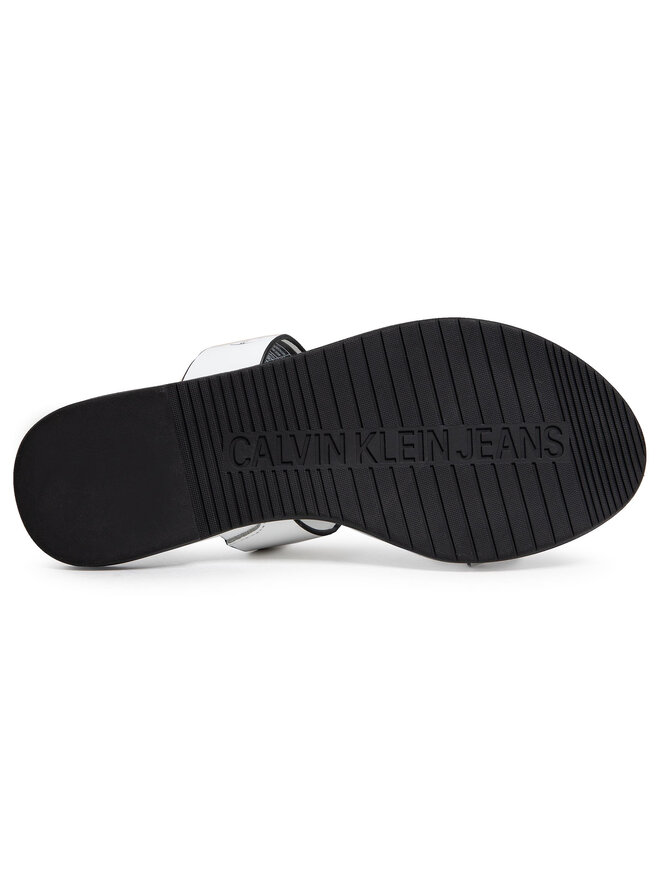 Calvin Klein Jeans Pantoletten Calvin Klein Jeans Flat Sandal Twostraps Lth YW0YW00026 Weiß