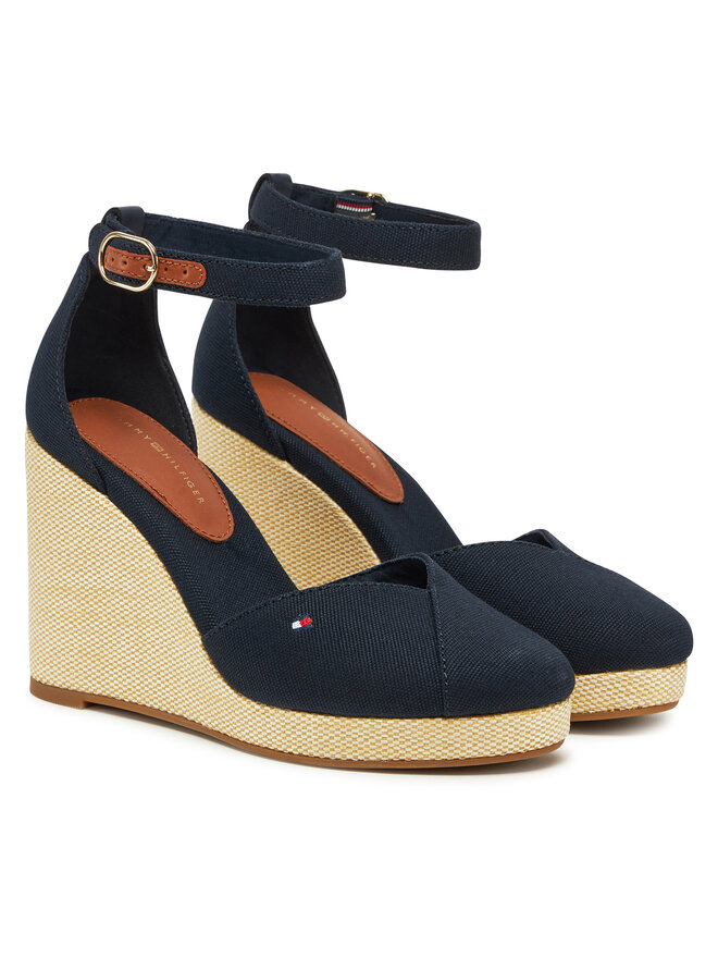 Tommy Hilfiger Pusbačiai Tommy Hilfiger Flag High Wedge Espad Closed Toe FW0FW08494 Tamsiai mėlyna