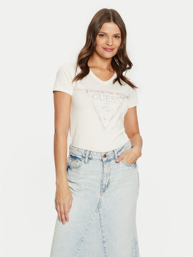 Guess Guess Marškinėliai W5RI21 J1314 Écru Regular Fit