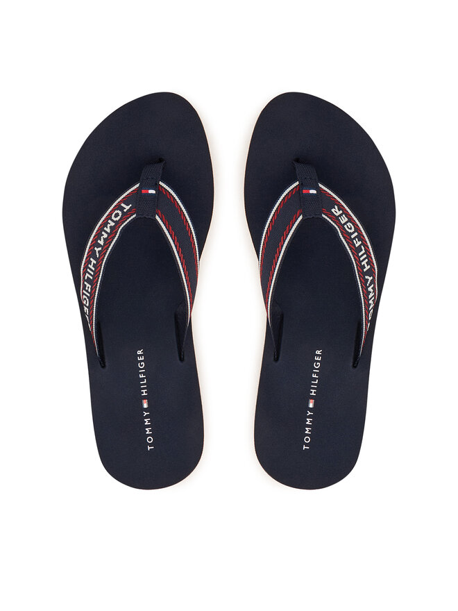 Tommy Hilfiger Zehentrenner Tommy Hilfiger Th Corporate Wedge Summer Sandal FW0FW09695 Dunkelblau
