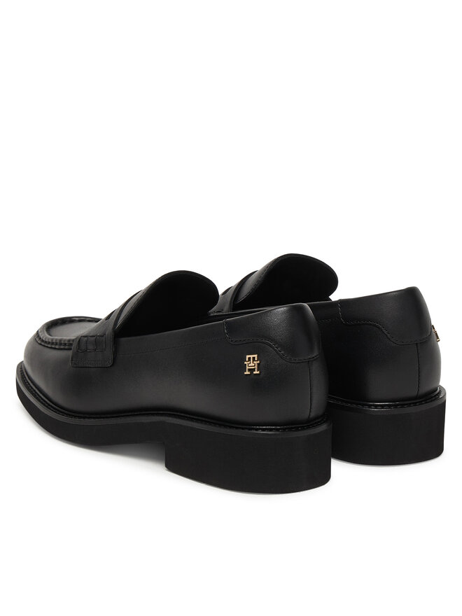 Tommy Hilfiger Slipper Tommy Hilfiger Elettra Penny Leather FW0FW09360 Schwarz