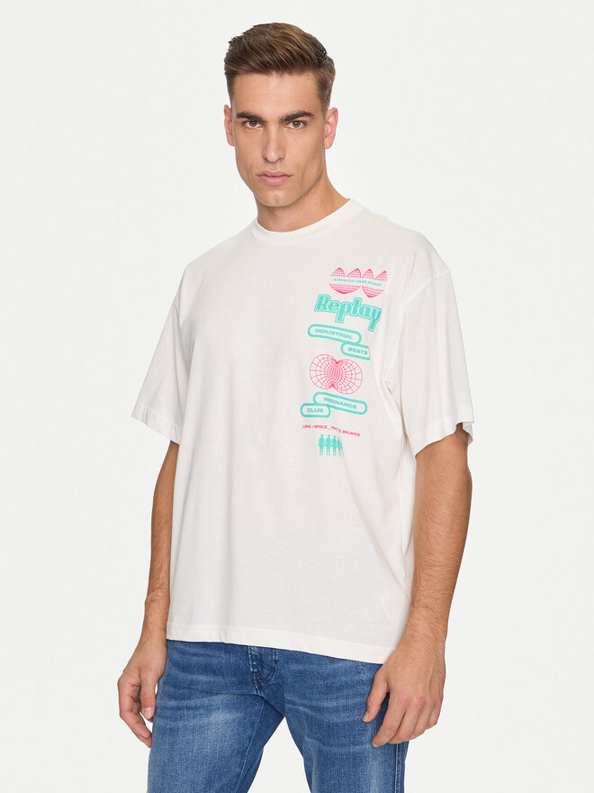 REPLAY Replay T-Shirt MMG334.000.23454 Λευκό Oversize