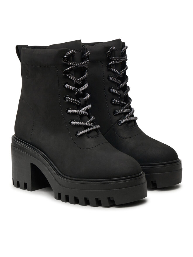 Calvin Klein Jeans Stiefeletten Calvin Klein Jeans Chunky Heeled Zip Boot Lth YW0YW01548 Schwarz