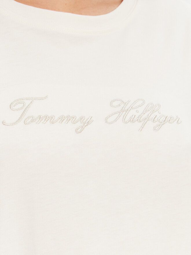Tommy Hilfiger Tommy Hilfiger Majica Script WW0WW47210 Écru Regular Fit
