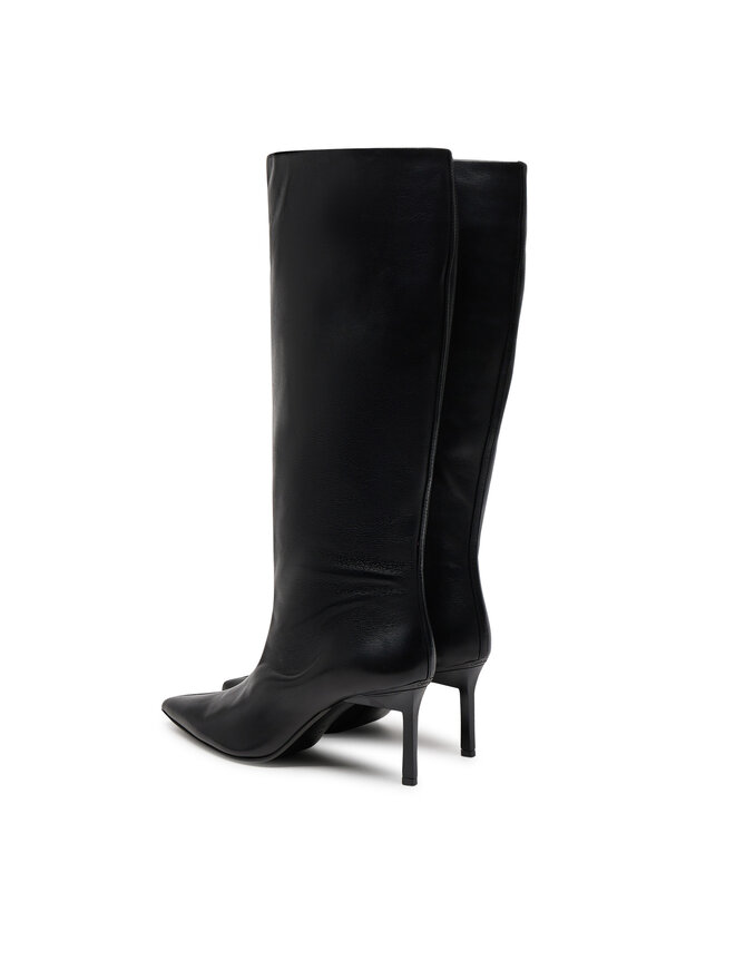 Calvin Klein Kozaki Calvin Klein Heel Knee Boot 70 Lth HW0HW02162 Czarny