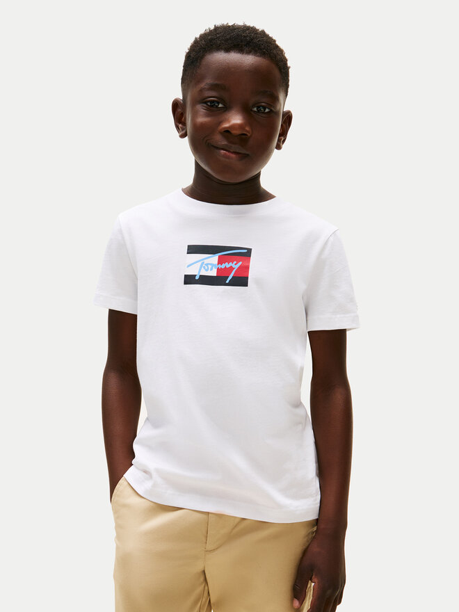 Tommy Hilfiger Tommy Hilfiger Camiseta Script Flag KB0KB09725 Blanco Regular Fit