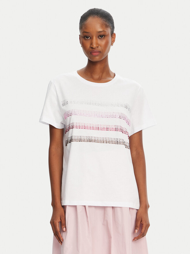 Marella Marella Camiseta Foglia 2515971042 Blanco Regular Fit