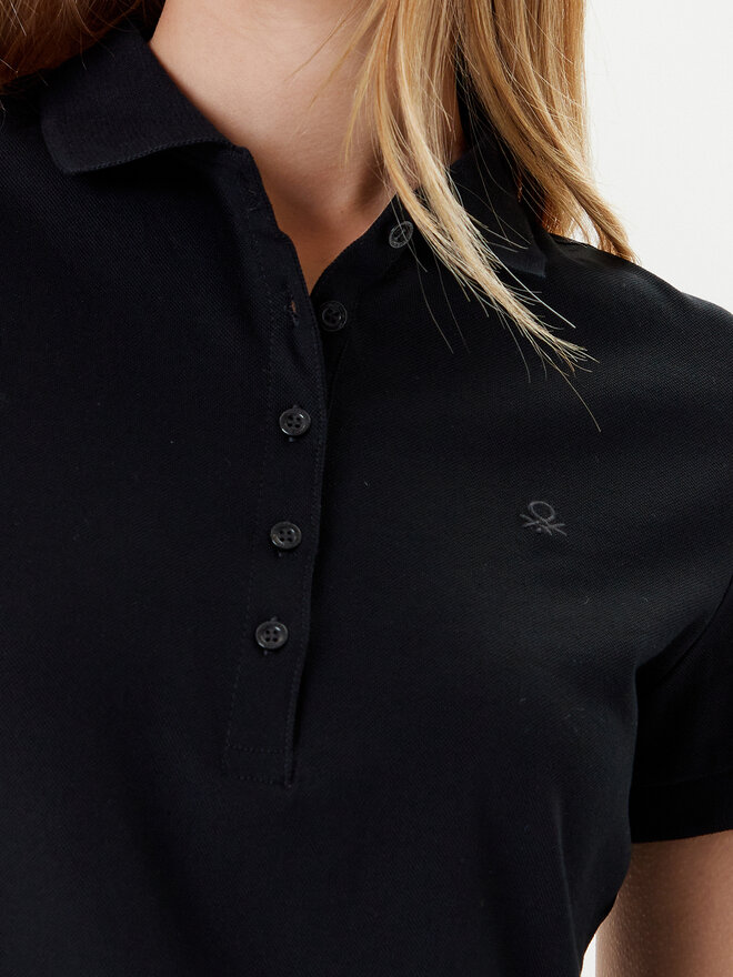 United Colors Of Benetton United Colors Of Benetton Polo marškinėliai 3TQJD300W Juoda Slim Fit