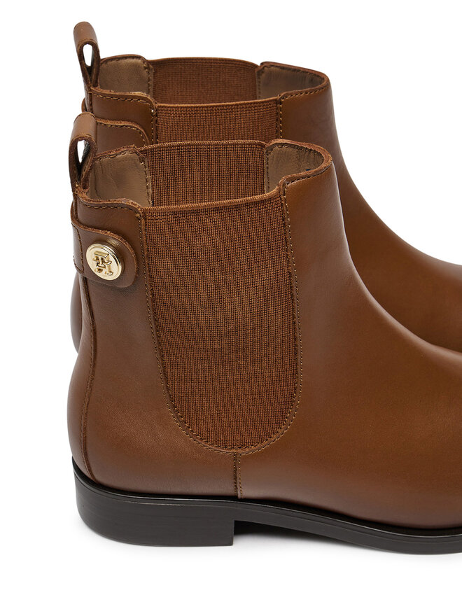 Tommy Hilfiger Μποτάκια με λάστιχο Tommy Hilfiger Th Stud Leather Low Chelsea FW0FW08184 Καφέ