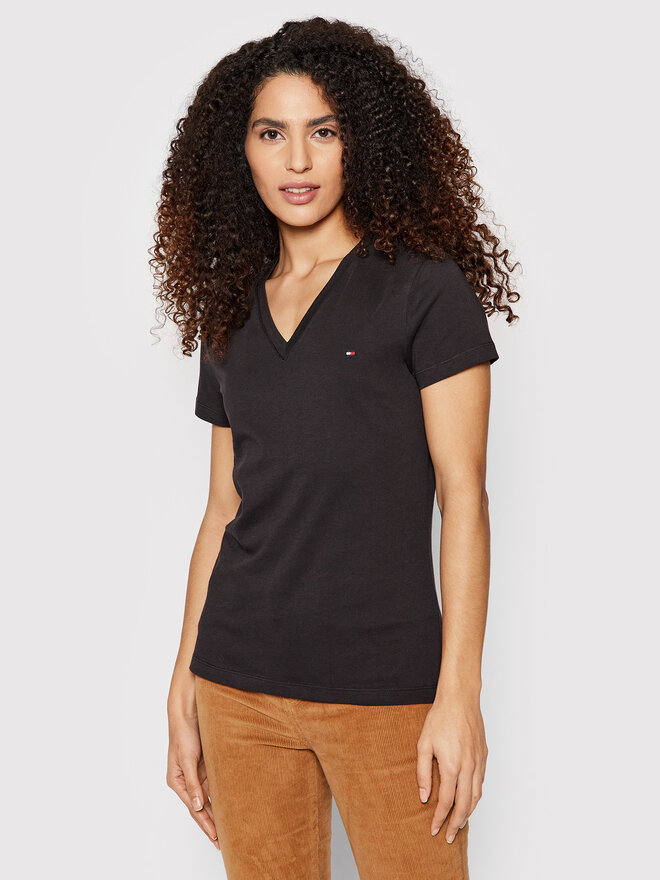 Tommy Hilfiger Tommy Hilfiger Marškinėliai Heritage Tee WW0WW24969 Juoda Regular Fit
