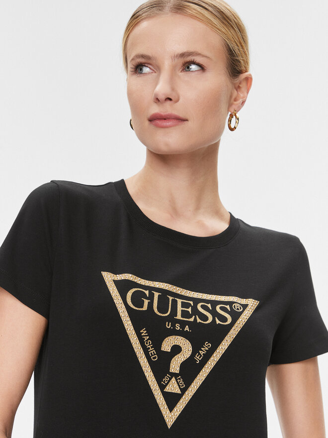 Guess Guess Marškinėliai W4RI69 J1314 Juoda Regular Fit