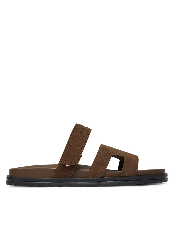 Tommy Hilfiger Pantoletten Tommy Hilfiger Adjustable Premium Suede Sandal FM0FM05774 Braun