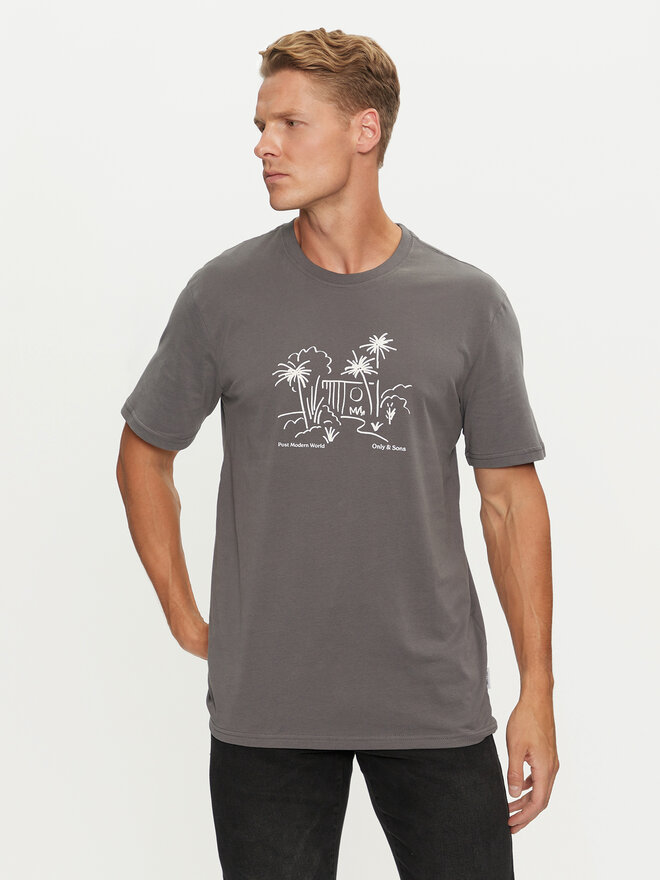 Only & Sons Only & Sons Marškinėliai Augie 22030575 Pilka Regular Fit