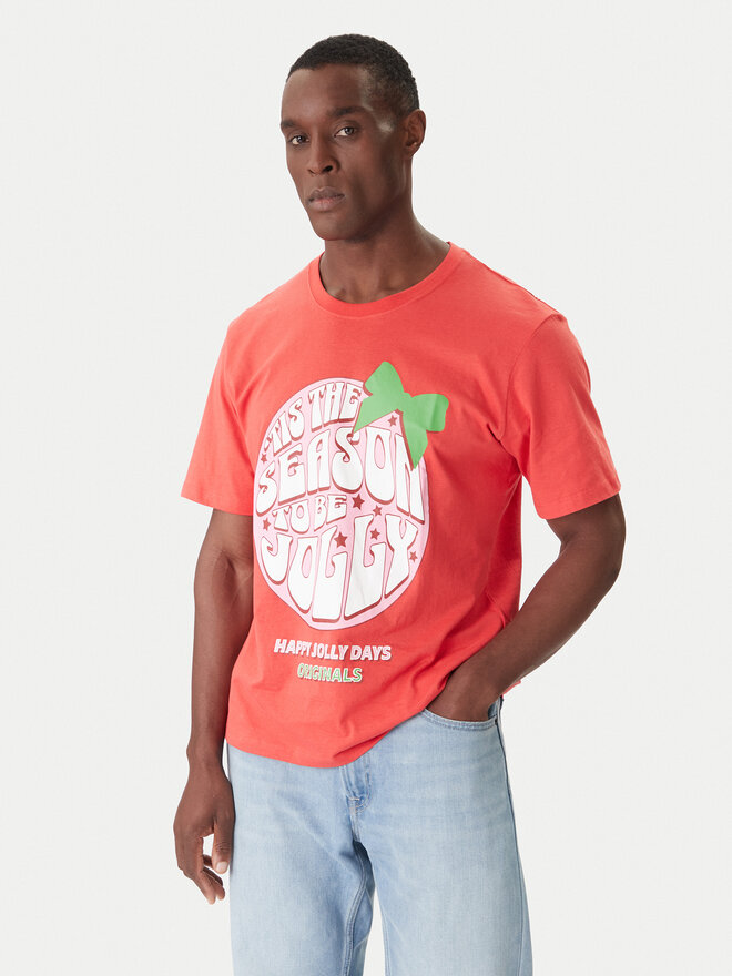 Jack & Jones Jack & Jones Футболка Holiday Cartoon 12287550 Червоний Relaxed Fit