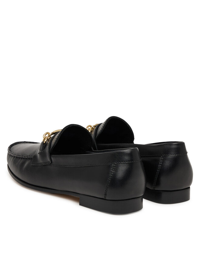 Tommy Hilfiger Slipper Tommy Hilfiger Th Chain Leather Loafer FW0FW08956 Schwarz