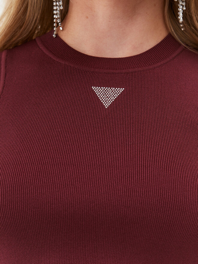 Guess Guess Top Alexia W3BZ15 Z37K0 Bordo rdeča Slim Fit