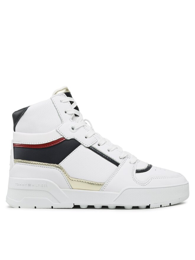 Tommy Hilfiger Laisvalaikio batai Tommy Hilfiger High Th Basket Sneaker FW0FW07023 Balta