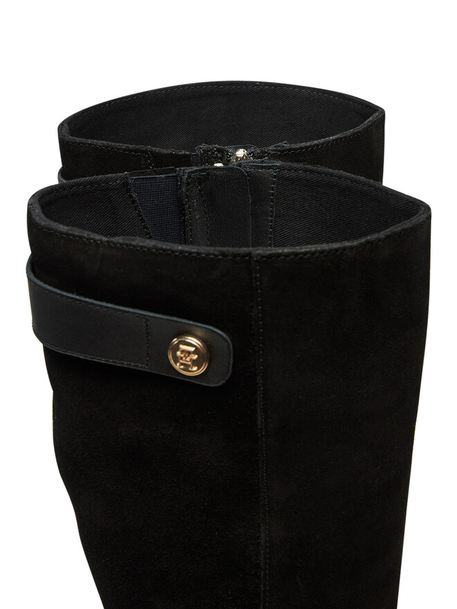 Tommy Hilfiger Kozačky Tommy Hilfiger Th Stud Leather Mix Long Boot FW0FW08341 Černá