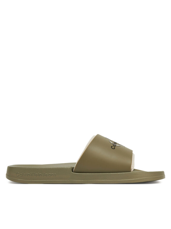 Calvin Klein Jeans Papucs Calvin Klein Jeans Slide Rubber Neoprene Monologo YM0YM00361 Khaki