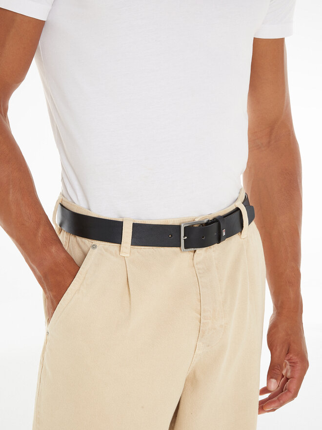Tommy Hilfiger Cinturón para hombre Tommy Hilfiger Oliver 3.5 Adj AM0AM12166 Negro