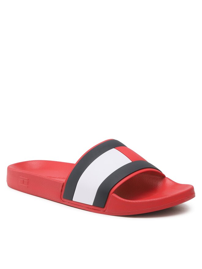 Tommy Hilfiger Klapki Tommy Hilfiger Rubber Th Flag Pool Slide FM0FM04263 Czerwony