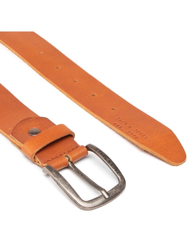 Jack&Jones Pánský pásek Jack&Jones Jackpaul Leather Belt 12111286 Hnědá