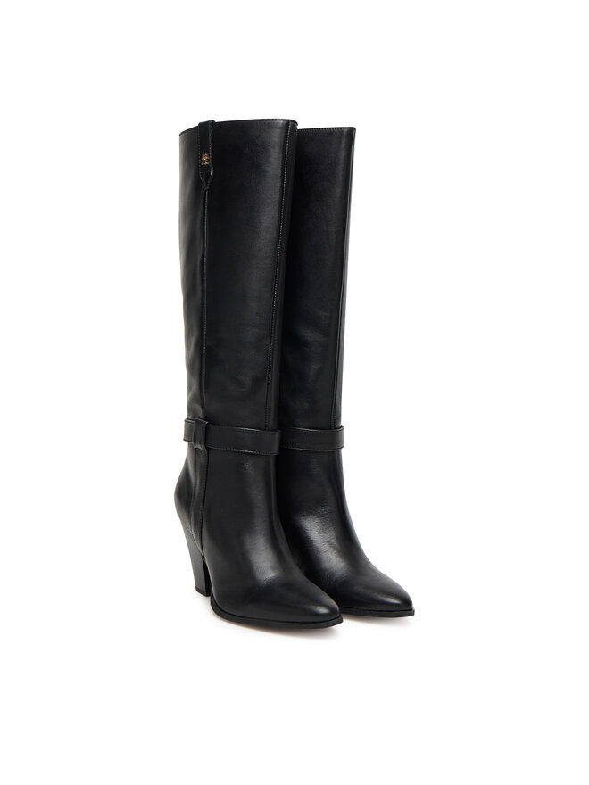 Tommy Hilfiger Ботуши Tommy Hilfiger T-Strap Pointy FW0FW08982 Черен