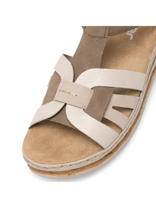 Rieker Dames 62908 sleehaksandalen, beige, 38 EU, beige, 38 EU