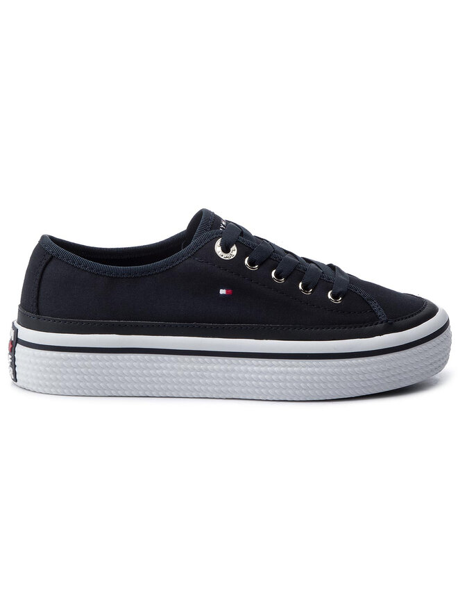 Tommy Hilfiger Sneakers aus Stoff Tommy Hilfiger Corporate Flatform Sneaker FW0FW04259 Dunkelblau