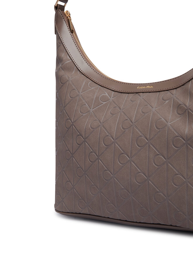 Calvin Klein Handtasche Calvin Klein Emblem Aop Sueded M Shoulder Bag LV04F3881G Beige
