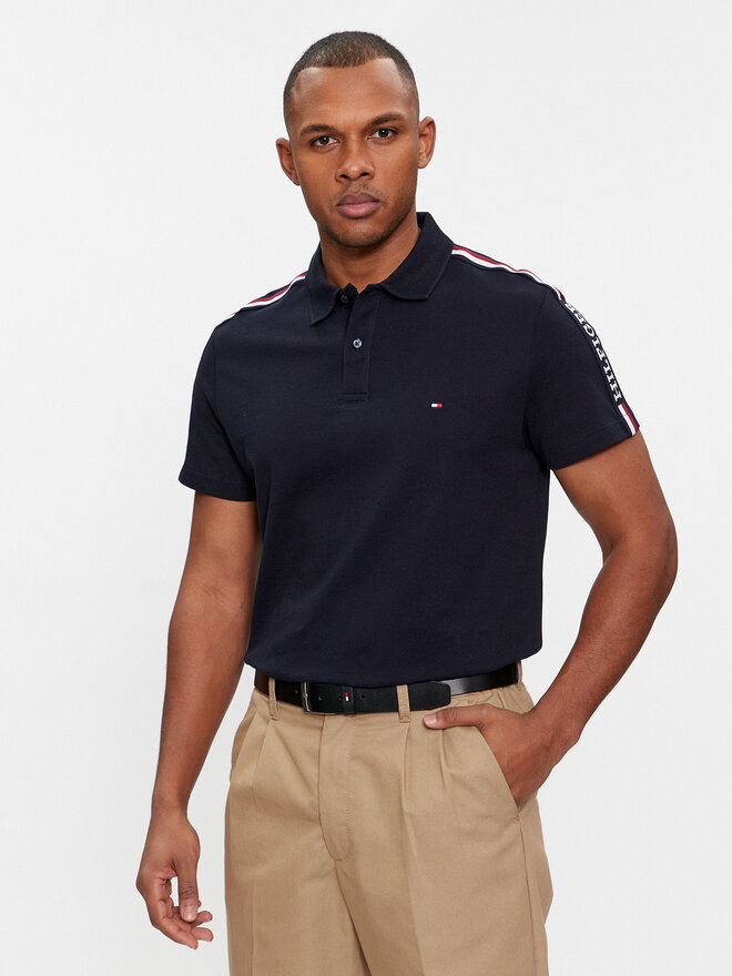 Tommy Hilfiger Tommy Hilfiger Pólóing Global Stripe Monotype Reg Polo MW0MW33591 Sötétkék Regular Fit